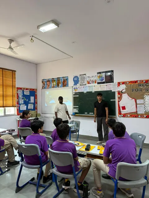 Aviation camp students with completed aircraft - AeroUdaan aerospace workshop success